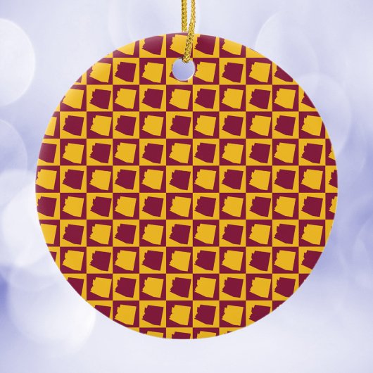 Arizona Pop Art Checkerboard Maroon Gold Keramik Ornament