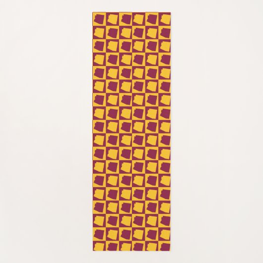 Arizona Pop Art Checkerboard Pattern Maroon Gold Yogamatte (Vorderseite)
