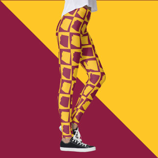 Arizona Pop Art Geometrisches Marone-Gold-Muster Leggings