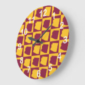 Arizona Pop Art Maroon Gold White Numbers Große Wanduhr (Winkel)