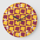 Arizona Pop Art Maroon Gold White Numbers Große Wanduhr (Vorderseite)