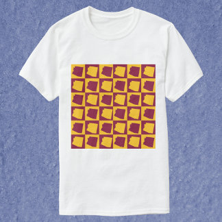 Arizona Pop Art Schachbrettmuster Marineblau Gold T-Shirt