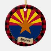 Arizona, Red buffalo kariert & Arizona Flag, USA Keramik Ornament (Vorne)