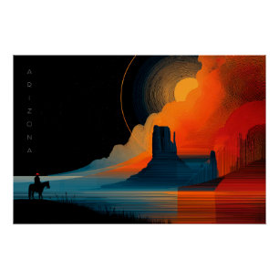 Arizona Red Rocks, Reiter, Minimalist Poster