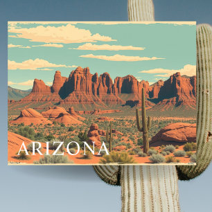 Arizona Red Rocks Vintage Reise Retro Postkarte