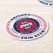 Arizona Red White Blue Typografie Runder Pappuntersetzer (Angewinkelt)