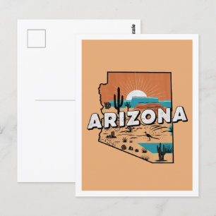 Arizona Retro-Reise-Design ikonischer US-Bundessta Postkarte
