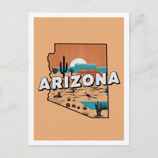 Arizona Retro Reisedesign Iconic US Staaten Postkarte (Vorderseite)