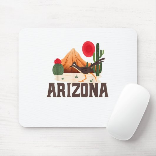 Arizona Roadrunner Retro Boho Desert Cactus Mousepad (Mit Mouse)