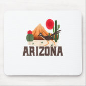 Arizona Roadrunner Retro Boho Desert Cactus Mousepad (Vorne)