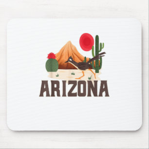 Arizona Roadrunner Retro Boho Desert Cactus Mousepad