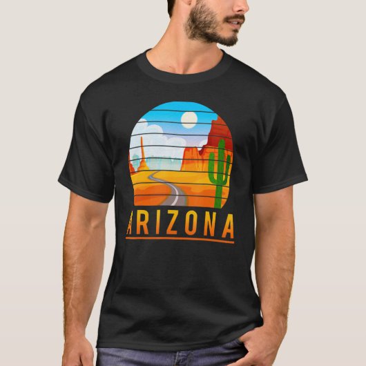 Arizona Roadrunner Retro Wüstenakteen T-Shirt (Vorderseite)