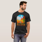 Arizona Roadrunner Retro Wüstenakteen T-Shirt (Vorne ganz)