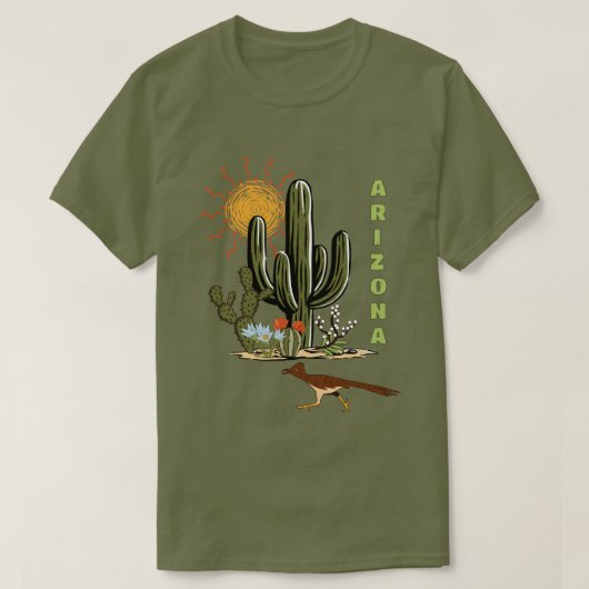 Arizona Roadrunner Wüstenkaktus T-Shirt (Design vorne)