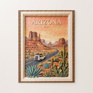 Arizona Roadtrip Vintage Monument Valley Wüste Puzzle