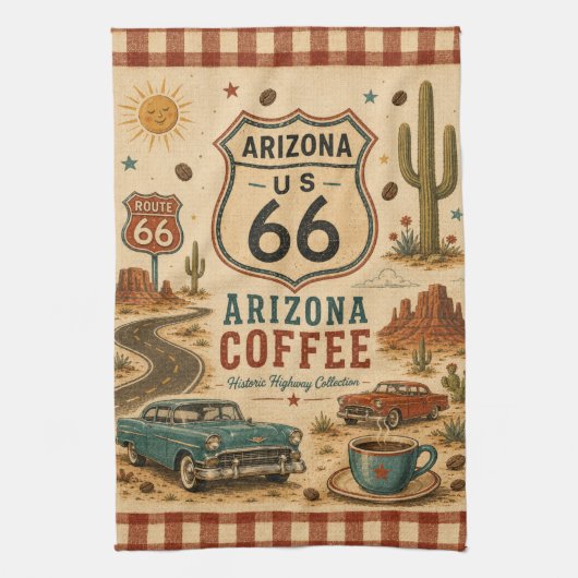 Arizona Route 66 Desert Diner Roadside Stil Geschirrtuch (Vertikal)