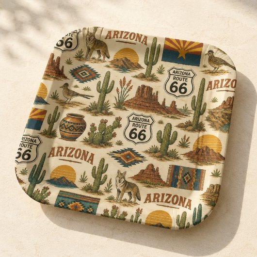 Arizona Route 66 Desert Fiesta Pappteller
