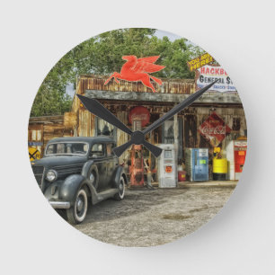 Arizona Route 66 rustikaler Retro-Laden Runde Wanduhr