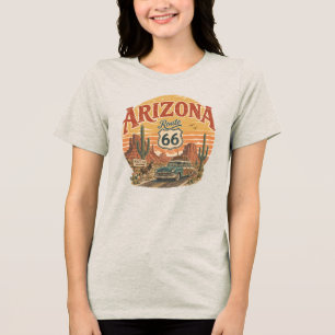 Arizona Route 66 Vintage Wüsten-Sonnenuntergang Tri-Blend Shirt