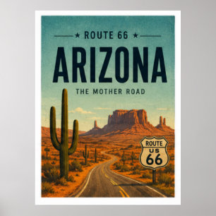 Arizona Route 66 Wüsten-Hochstraße Wandkunst Poster
