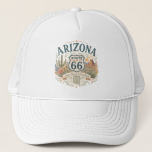 Arizona Route 66 Wüstenstraßen-Trip im Vintage-Sti Truckerkappe