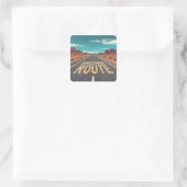 Arizona Route Desert Road Graphic Art Quadratischer Aufkleber (Tasche)