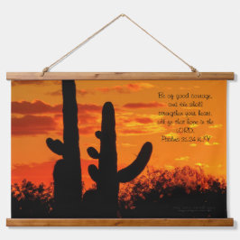 Arizona Saguaro Cacti mit leuchtend orangefarbenem Wandteppich Mit Holzrahmen