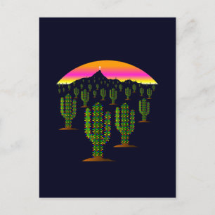 Arizona Saguaro Cactus Christmas Lights at Sunset Feiertagspostkarte