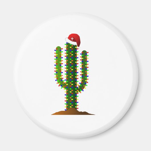 Arizona Saguaro Cactus Christmas Lights Magnet (Vorne)