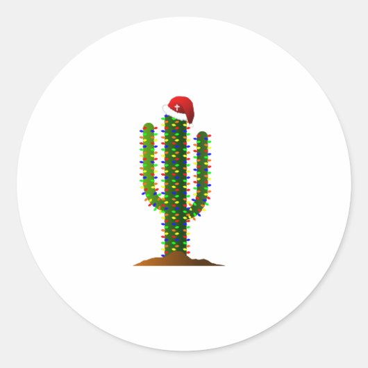 Arizona Saguaro Cactus Christmas Lights Runder Aufkleber (Vorderseite)