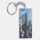 Arizona Saguaro Cactus Concentric Circle Mosaic Schlüsselanhänger (Vorderseite links)