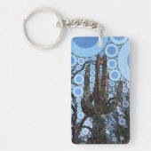 Arizona Saguaro Cactus Concentric Circle Mosaic Schlüsselanhänger (Vorderseite)