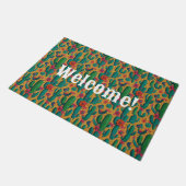 Arizona Saguaro Cactus Floral Seamless Pattern Fußmatte (Schrägansicht)