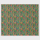 Arizona Saguaro Cactus Floral Seamless Pattern Geschenkpapier (Flach)