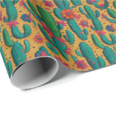 Arizona Saguaro Cactus Floral Seamless Pattern Geschenkpapier (Rolleneckpunkt)