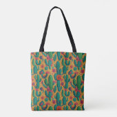 Arizona Saguaro Cactus Floral Seamless Pattern Tasche (Rückseite)