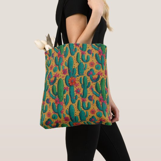 Arizona Saguaro Cactus Floral Seamless Pattern Tasche (Von Nahem)