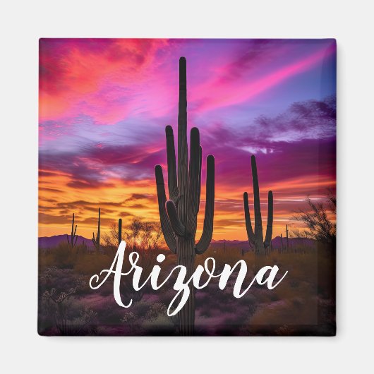 Arizona Saguaro Cactus Southwestern Desert Sunset Magnet (Vorne)