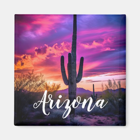 Arizona Saguaro Cactus Southwestern Desert Sunset Magnet (Vorne)