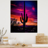 Arizona Saguaro Cactus Southwestern Desert Sunset Poster (Küche)