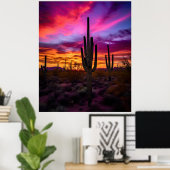 Arizona Saguaro Cactus Southwestern Desert Sunset Poster (Heimbüro)