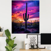 Arizona Saguaro Cactus Southwestern Desert Sunset Poster (Heimbüro)