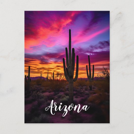 Arizona Saguaro Cactus Southwestern Desert Sunset Postkarte (Vorderseite)