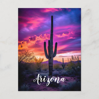 Arizona Saguaro Cactus Southwestern Desert Sunset Postkarte