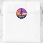 Arizona Saguaro Cactus Southwestern Desert Sunset Runder Aufkleber (Tasche)