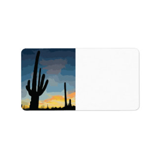 Arizona Saguaro Cactus Southwestern Sunset Adressaufkleber