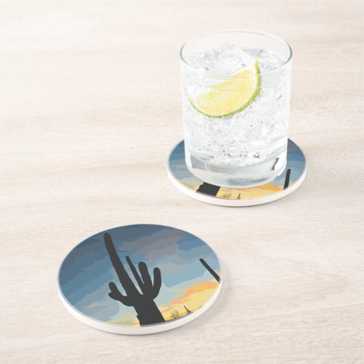 Arizona Saguaro Cactus Southwestern Sunset Getränkeuntersetzer (Seite)