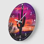 Arizona Saguaro Cactus Southwestern Sunset Große Wanduhr (Winkel)