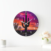 Arizona Saguaro Cactus Southwestern Sunset Große Wanduhr (Zuhause)