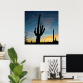Arizona Saguaro Cactus Southwestern Sunset Poster (Heimbüro)